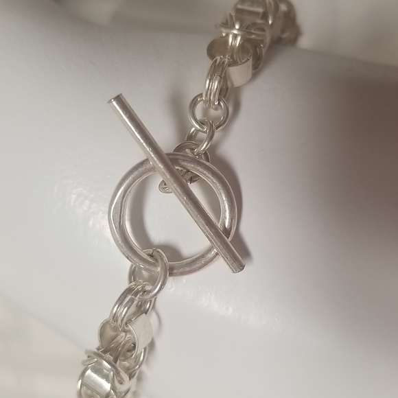 BRACELET, 925 Sterling Silver Byzantine w/Toggle 7", 14g, 6.89mm EUC J#23 - Picture 3 of 4